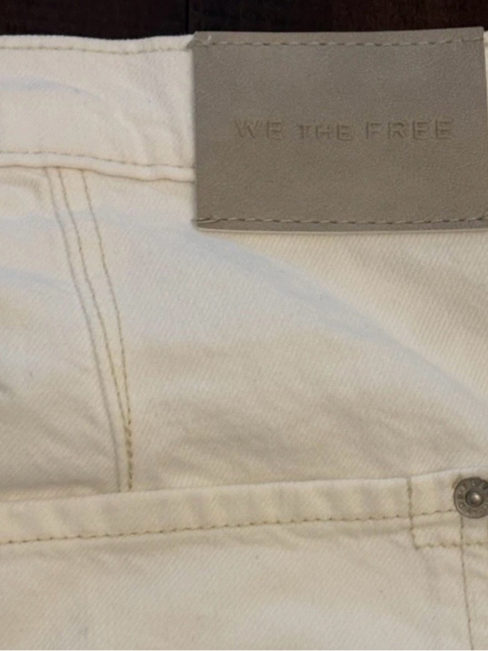 Free PeopleX We The People  Good Luck Mid Rise Barrel Jeans Milk Sz 32 NWT - Picture 6 of 12